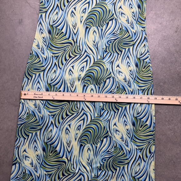 VTG Express Tricot Shift Dress Womens S Green Preowned Midi Sleeveless Swirl - Picture 5 of 7